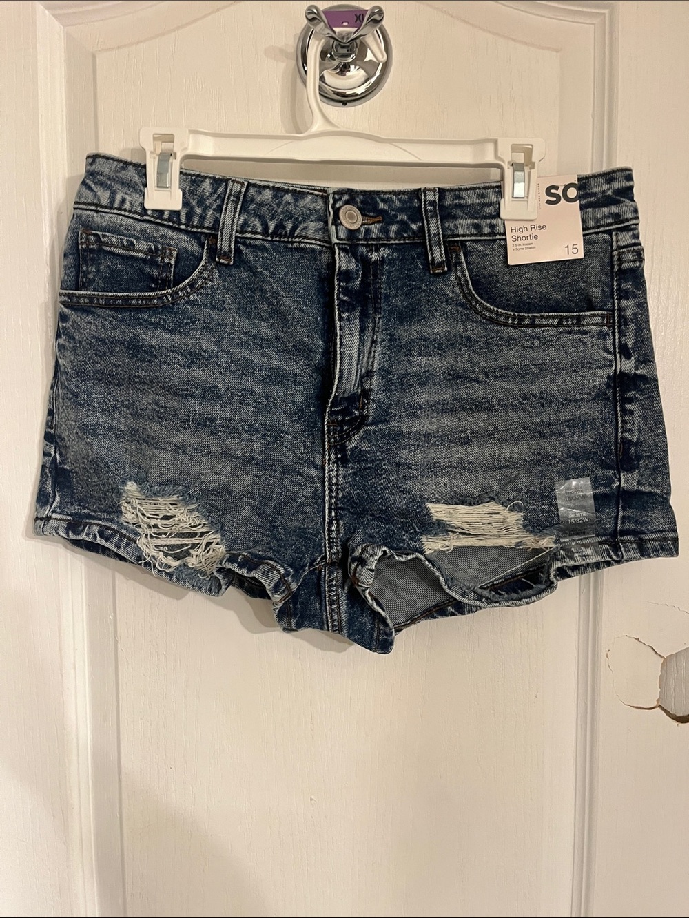 NWT SO goods for life High-Rise shortie Denim Shorts - size 15/32W
